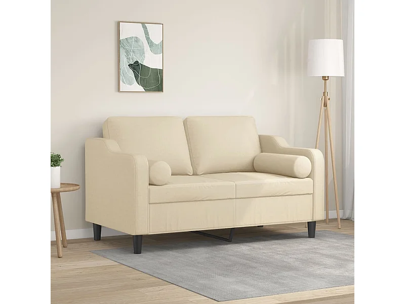 Tweezitsbank met sierkussens 120 cm stof crèmekleurig NL846755