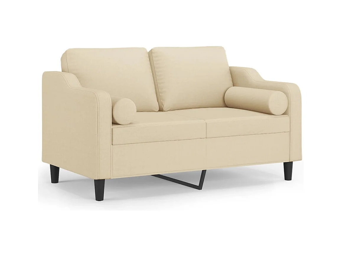 Canapé 2 places avec oreillers décoratifs crème 120 cm tissu REO99196