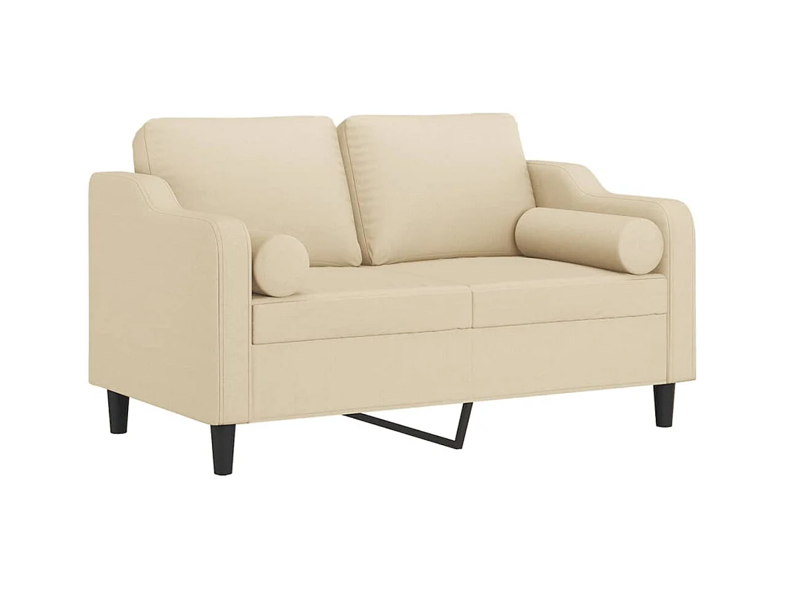 Canapé 2 places avec oreillers décoratifs crème 120 cm tissu REO99196