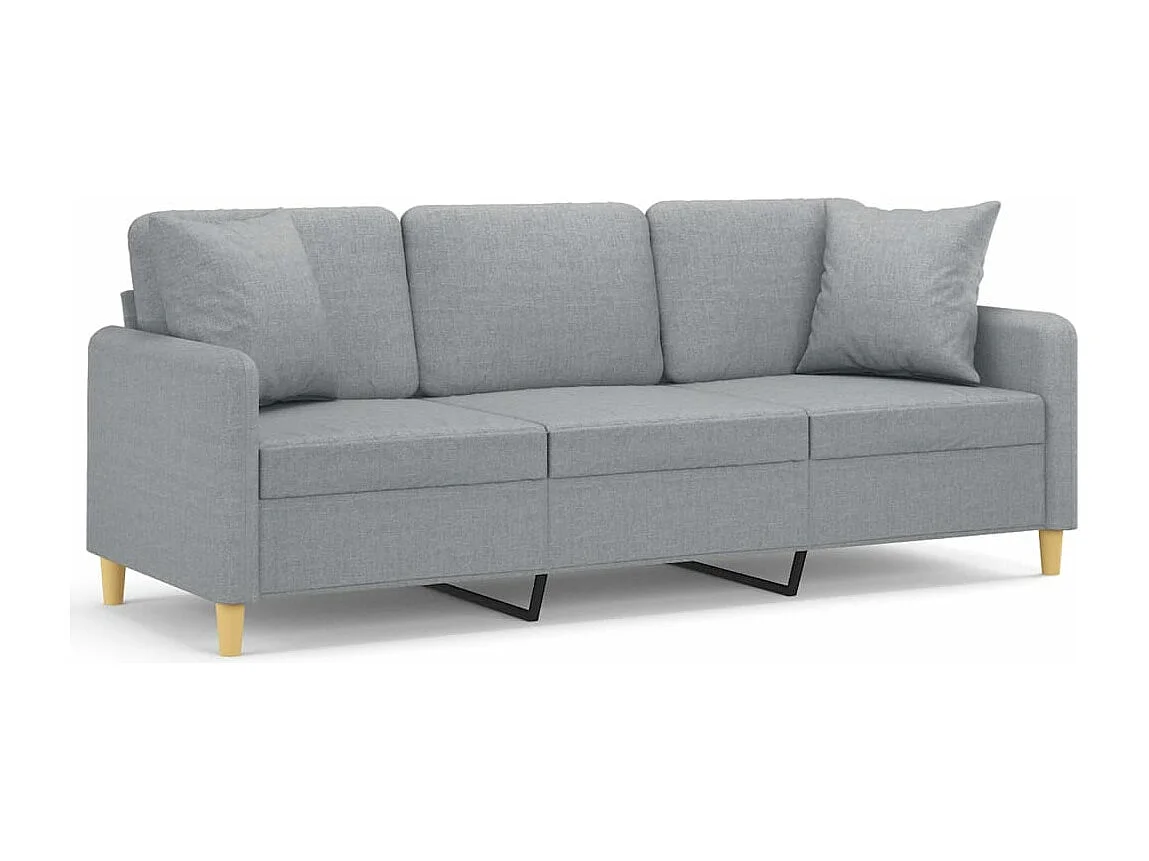 Sofá 3 lugares + almofadas decorativas 180cm tecido cinza-claro PT241616
