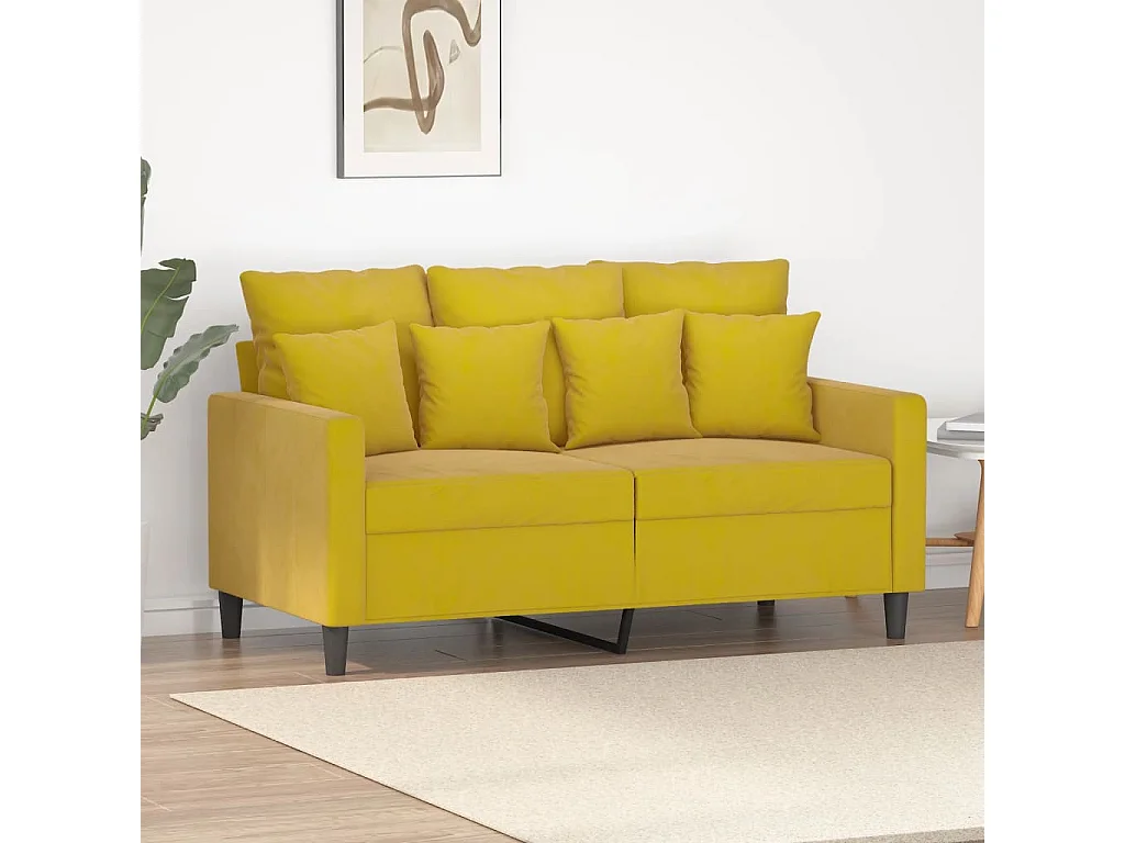 Sofá de 2 plazas terciopelo amarillo 120 cm PWFG22400