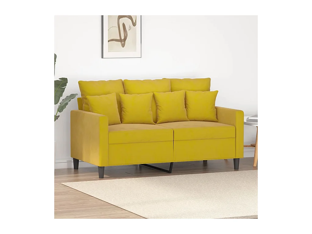 Canapé à 2 places Jaune 120 cm Velours REO46460
