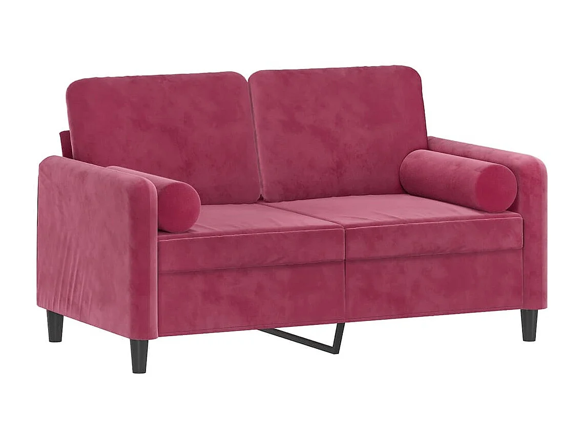Canapé 2 places avec oreillers bordeaux 120 cm velours REO70880