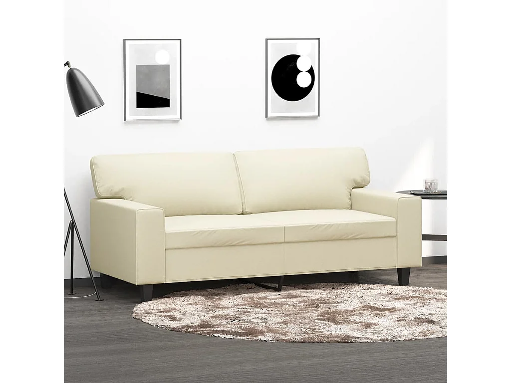 Canapé à 2 places Crème 140 cm Similicuir REO44012