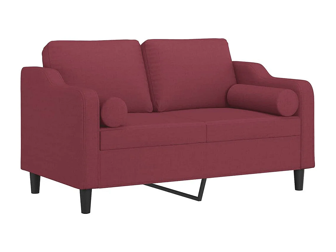 Canapé 2 places avec oreillers bordeaux 120 cm tissu REO45682