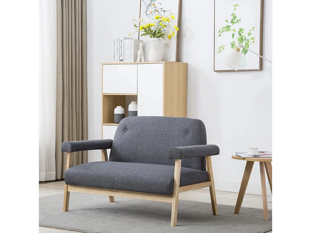 Canapé à 2 places Tissu Gris foncé REO94315