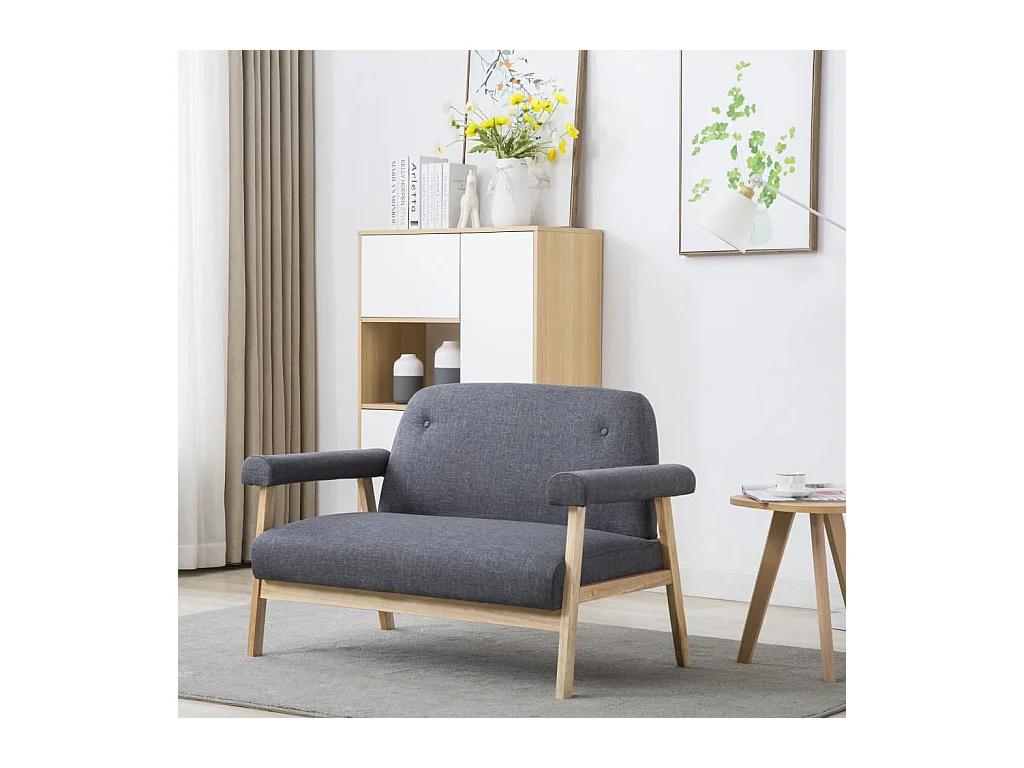 Canapé à 2 places Tissu Gris foncé REO94315