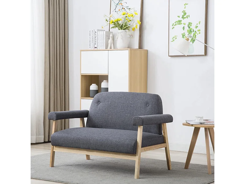 Canapé à 2 places Tissu Gris foncé REO94315