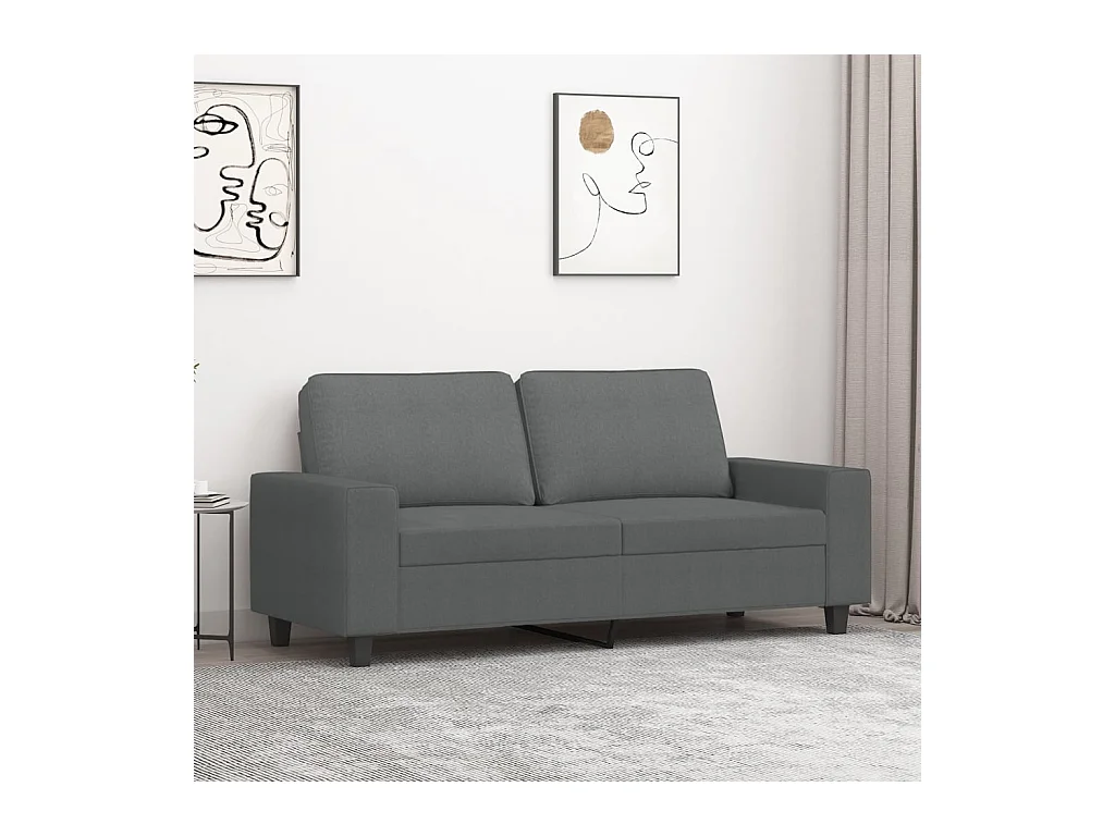 Canapé à 2 places Gris foncé 140 cm Tissu REO39329