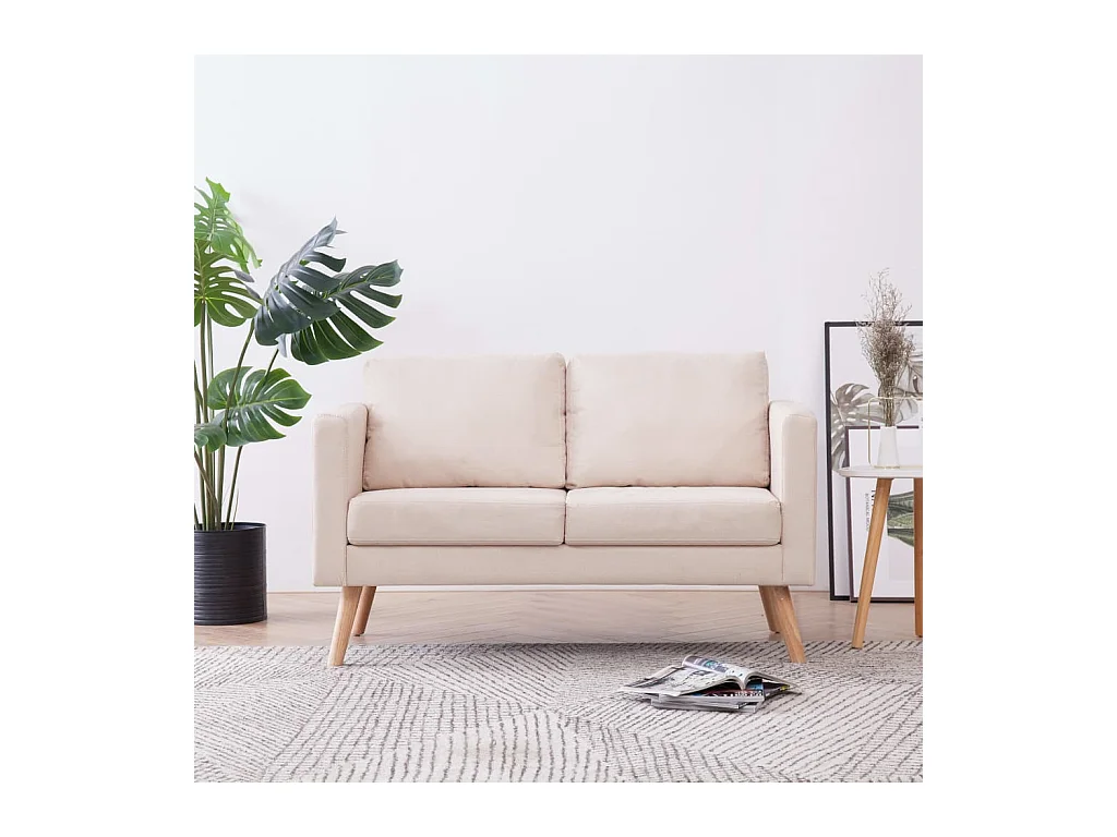 Canapé à 2 places Tissu Crème REO68853