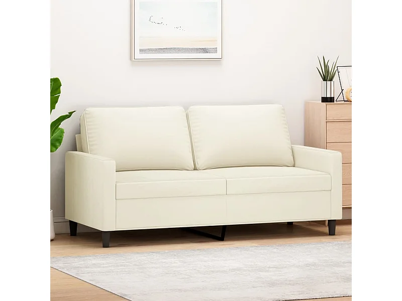 Sofá de 2 lugares veludo 140 cm cor creme PT701790
