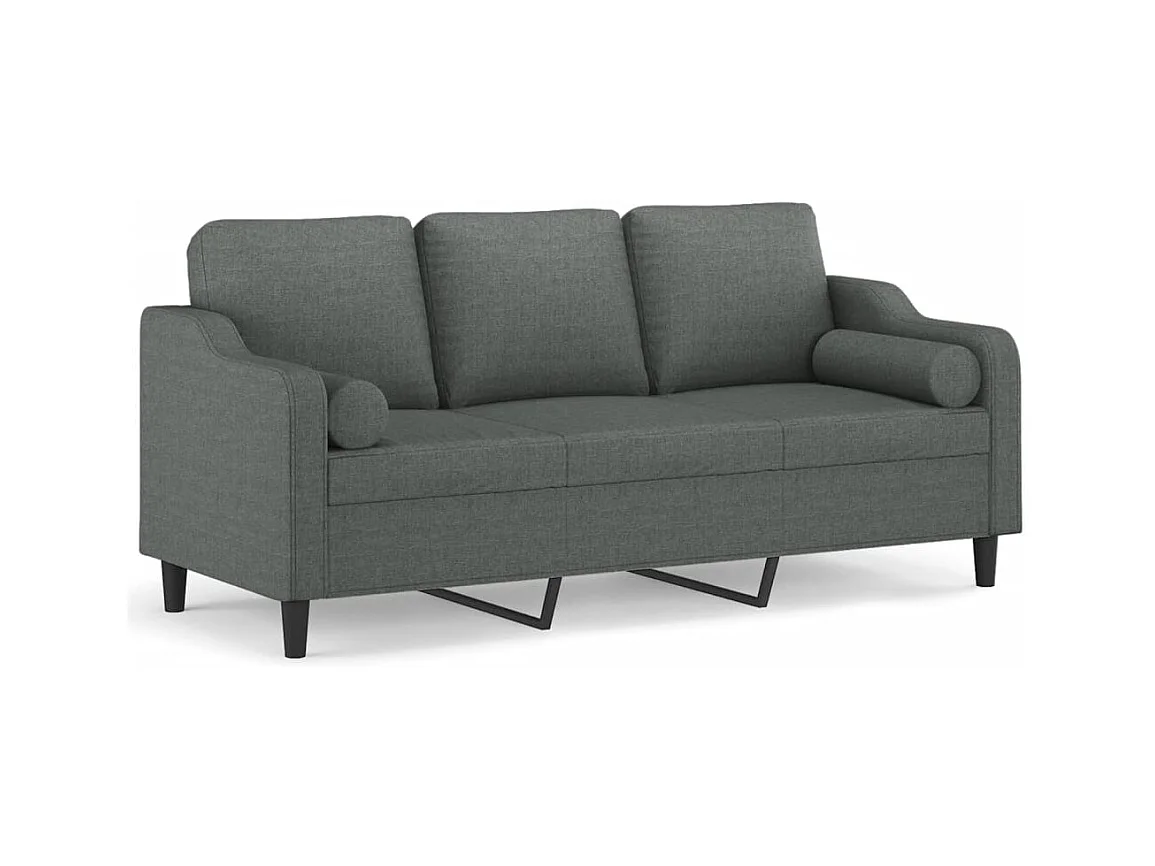 Canapé 3 places avec oreillers gris foncé 180 cm tissu REO54667