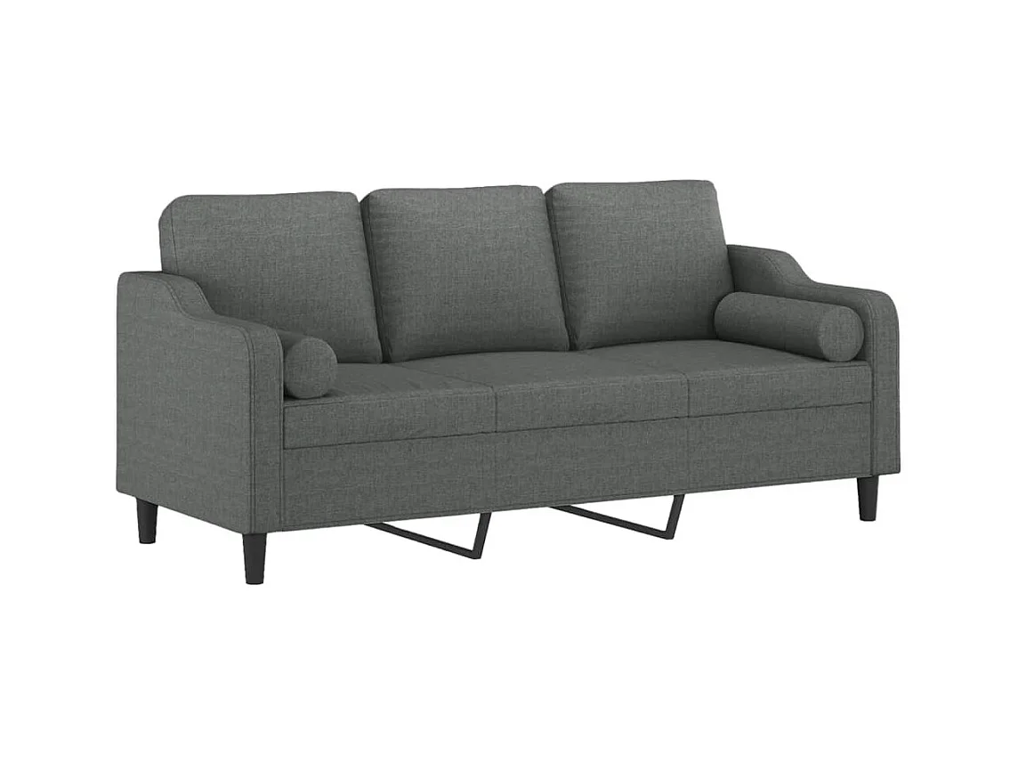 Canapé 3 places avec oreillers gris foncé 180 cm tissu REO54667