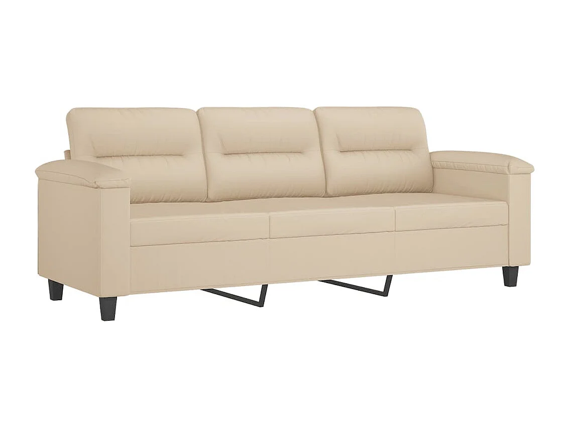 Canapé à 3 places Crème 180 cm Tissu microfibre REO35934