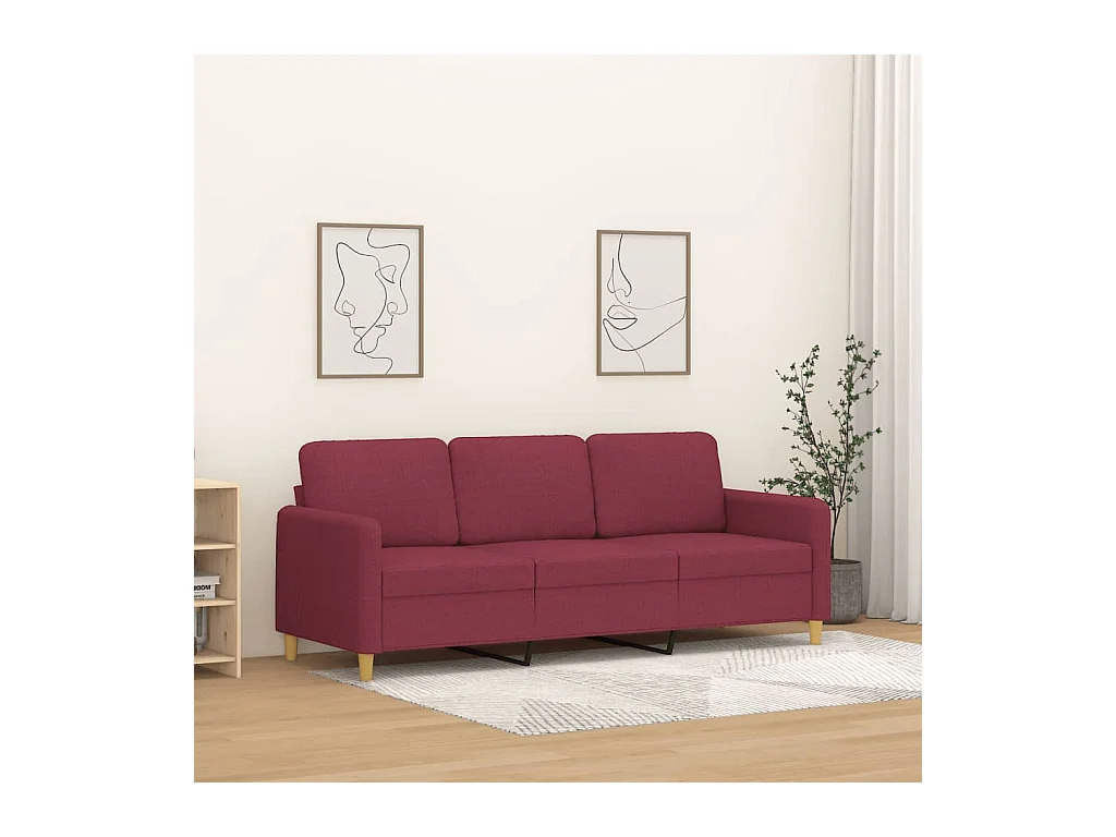 Canapé à 3 places Rouge bordeaux 180 cm Tissu REO63891