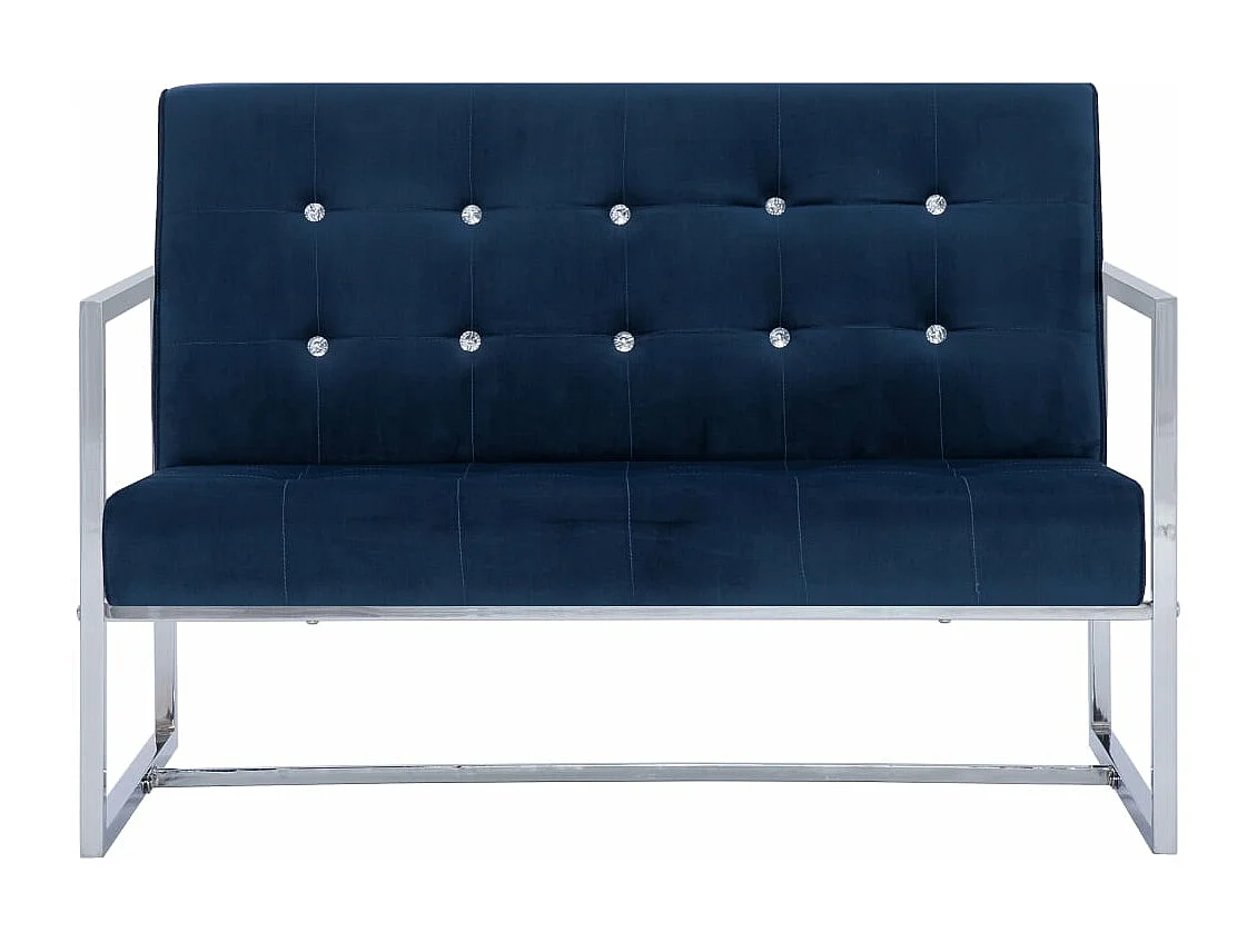 Sofá de dos plazas con reposabrazos cromados y terciopelo azul PWFG11630