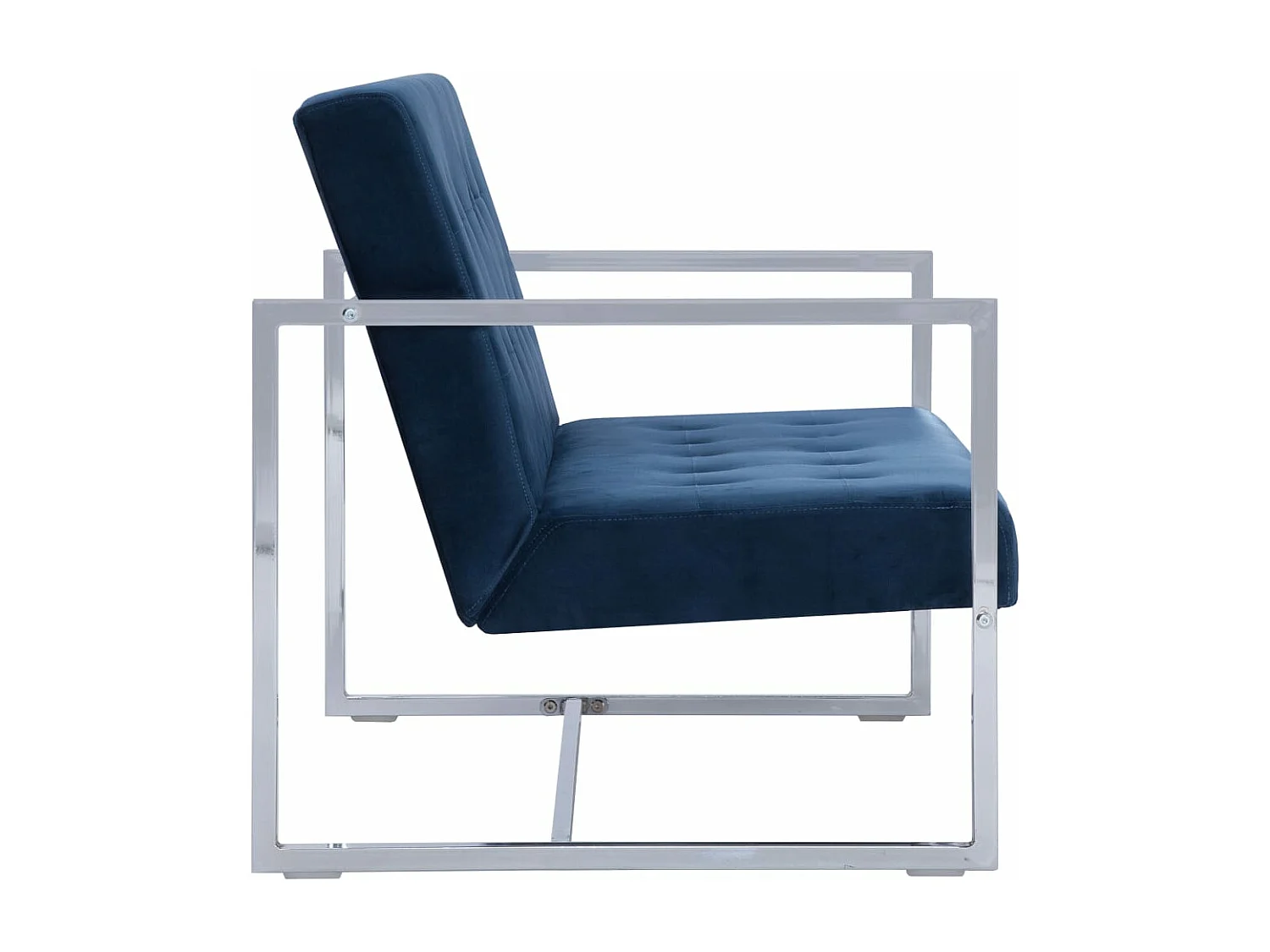 Canapé 2 places avec accoudoirs Bleu Chrome et velours REO50949