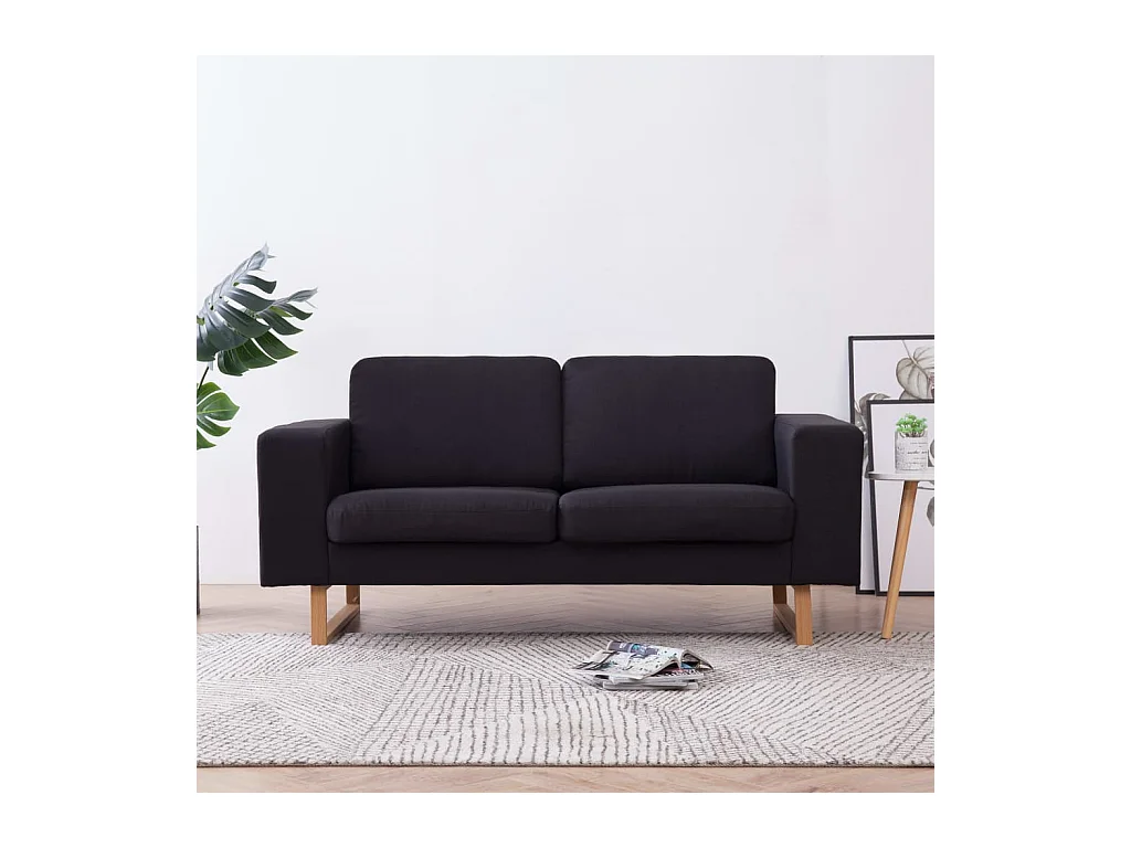Canapé à 2 places Tissu Noir REO98741