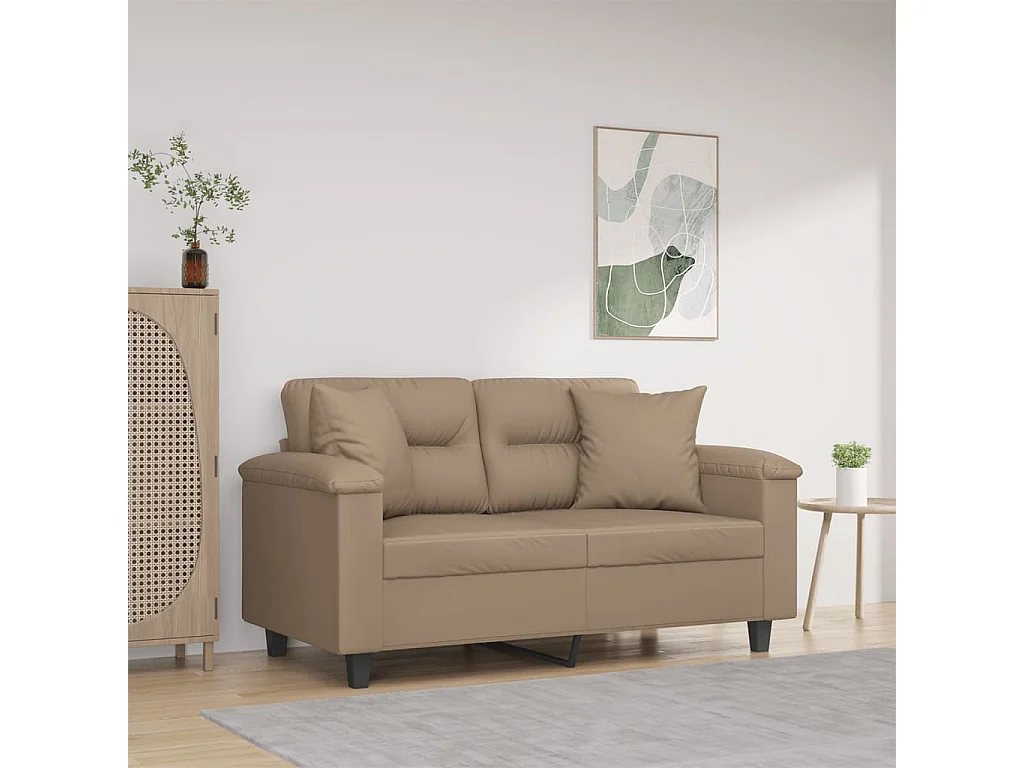 Canapé 2 places avec oreillers cappuccino 120 cm similicuir REO75758