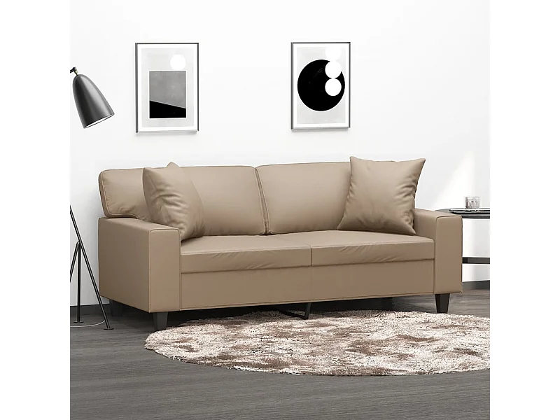 Canapé 2 places avec oreillers cappuccino 140 cm similicuir REO74244