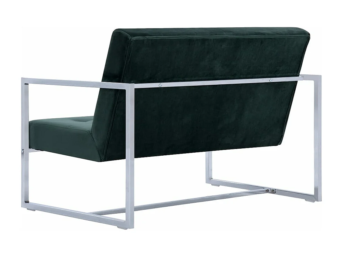 Sofá 2 plazas con reposabrazos cromados terciopelo verde oscuro PWFG76032