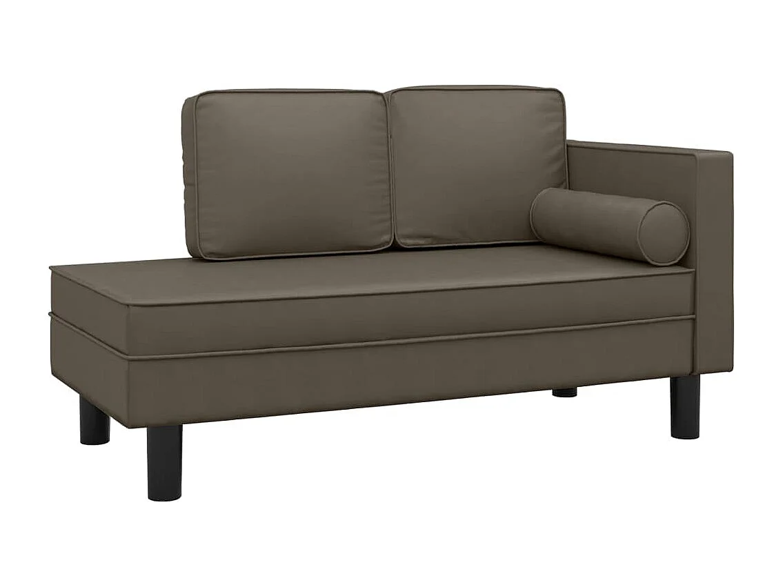 Chaise longue met kussens en bolster kunstleer grijs NL631714