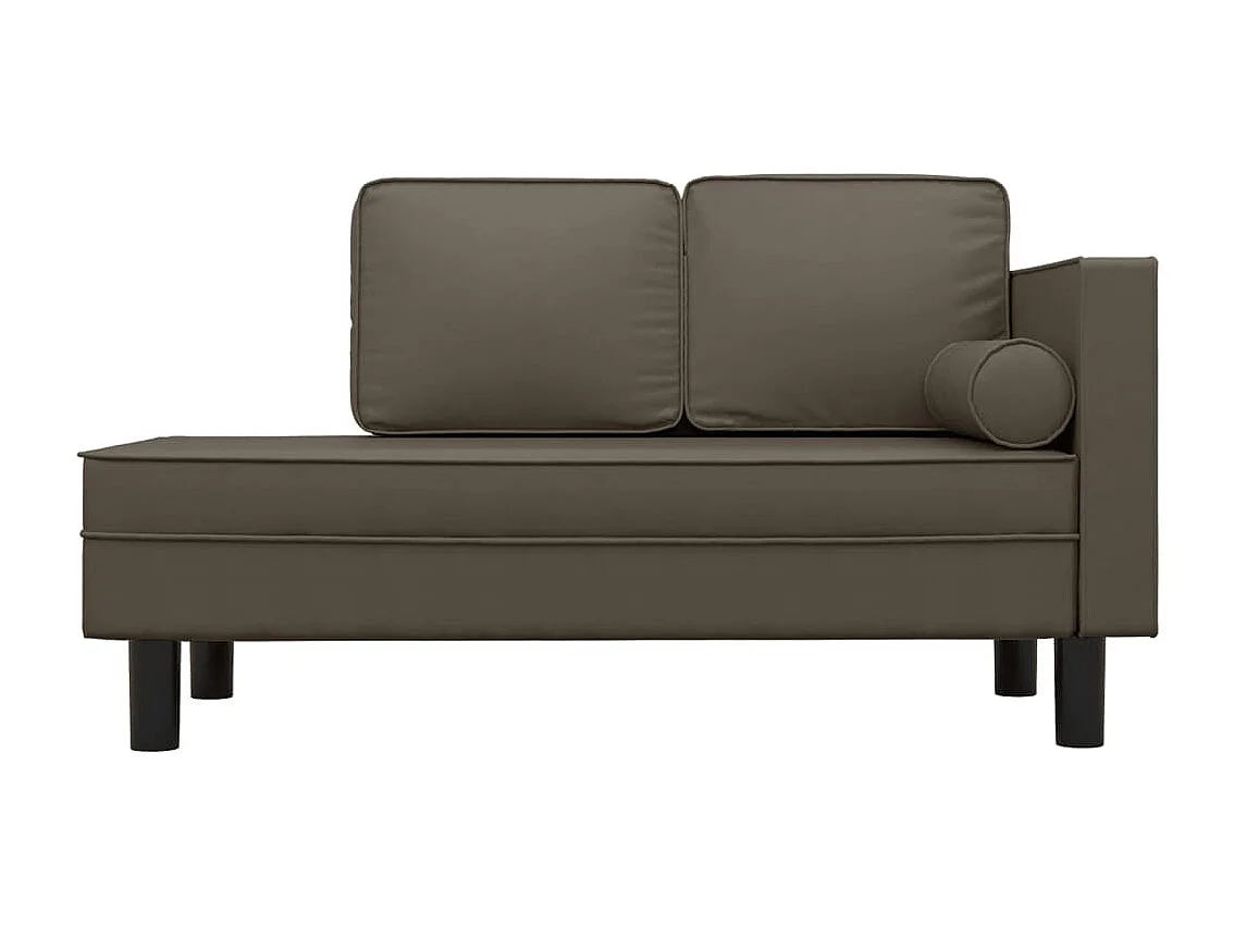 Chaise longue met kussens en bolster kunstleer grijs NL631714