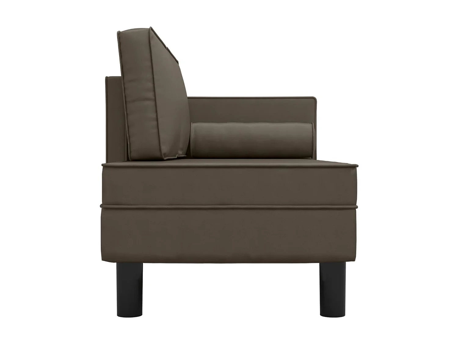 Chaise longue met kussens en bolster kunstleer grijs NL631714