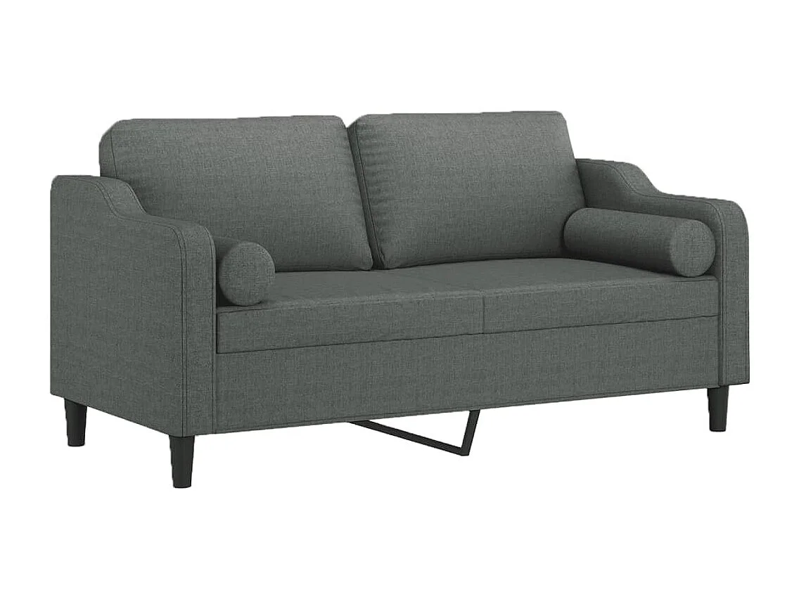 Canapé 2 places avec oreillers gris foncé 140 cm tissu REO61983