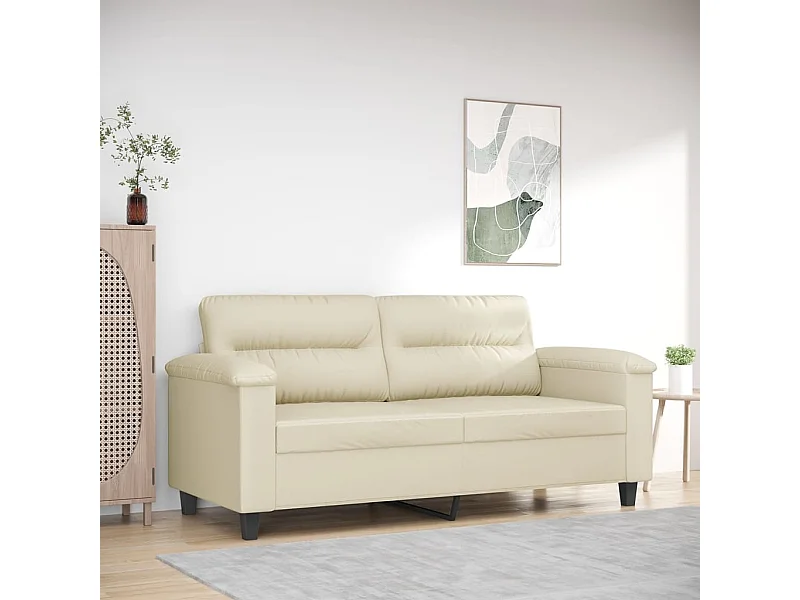 Sofá de 2 plazas de cuero sintético color crema 140 cm PWFG92887