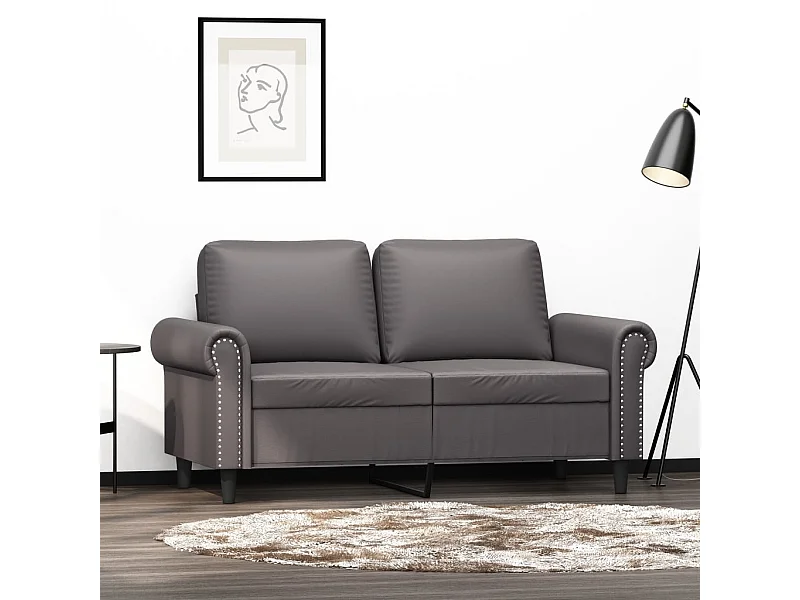 Canapé à 2 places Gris 120 cm Similicuir REO40413