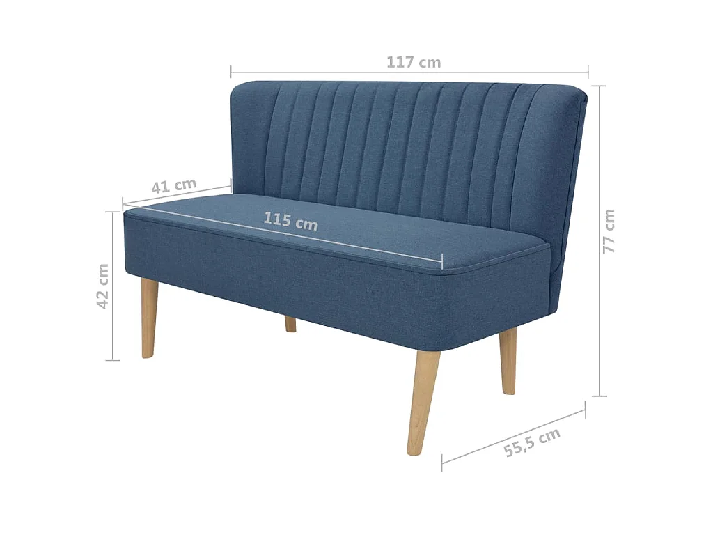 Sofá de tecido 117x55,5x77 cm azul PT953863