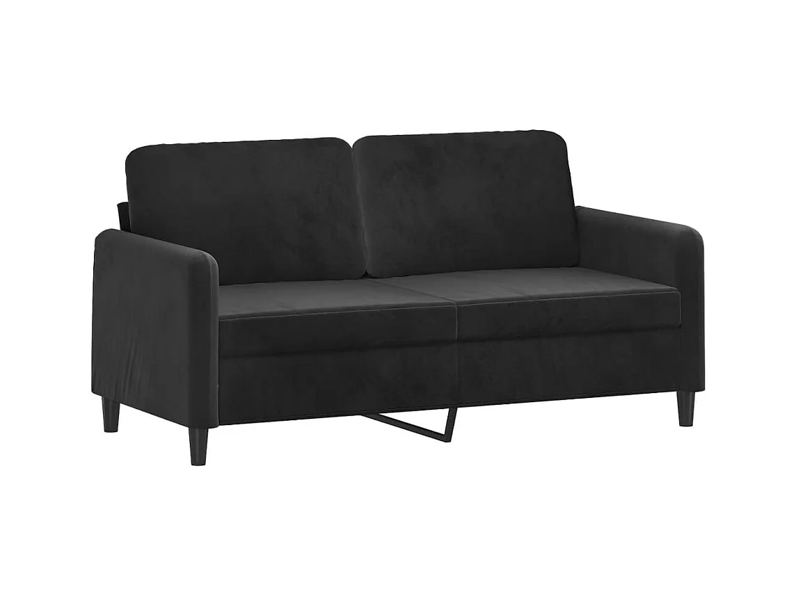 Canapé 2 places avec oreillers décoratifs noir 140 cm velours REO38817