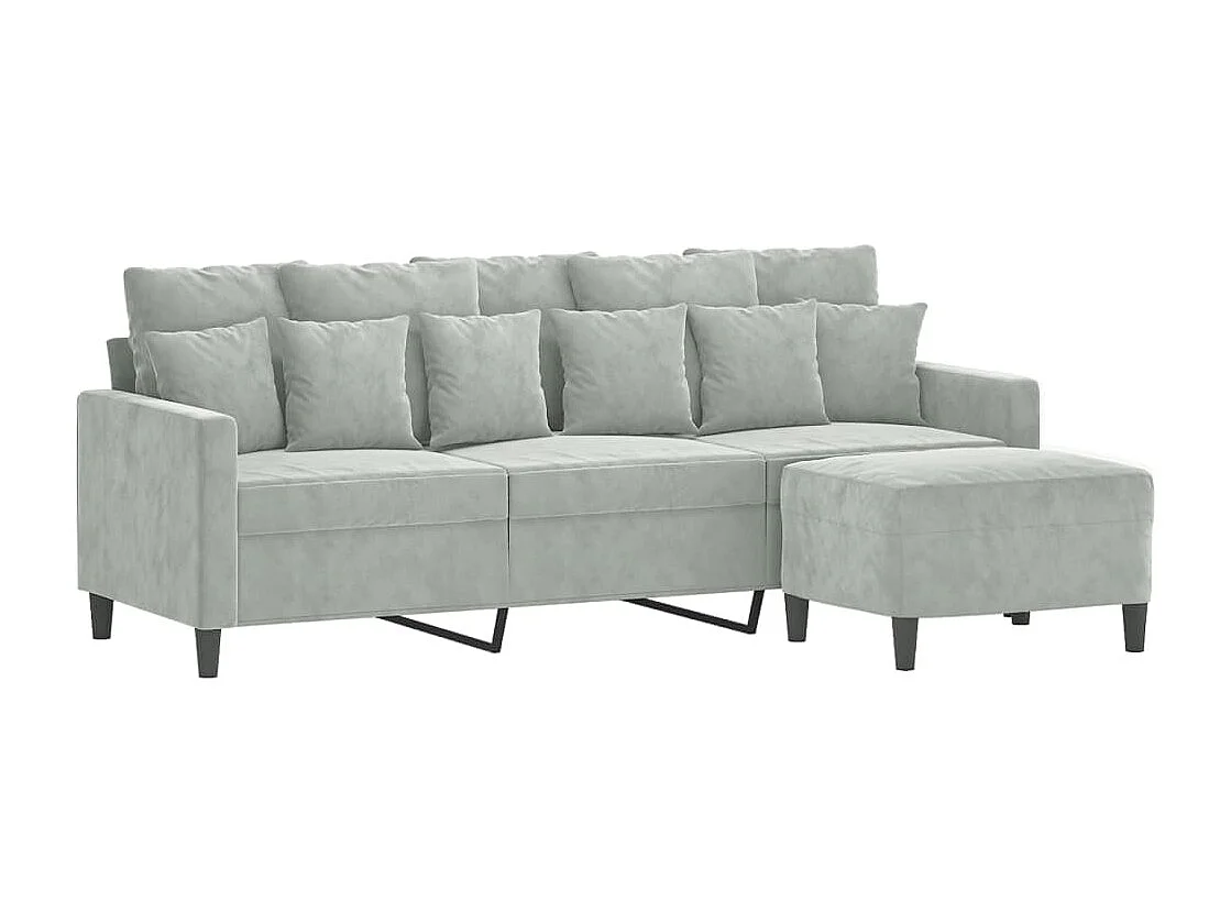 Canapé à 3 places avec repose-pieds Gris clair 180 cm Velours REO92194