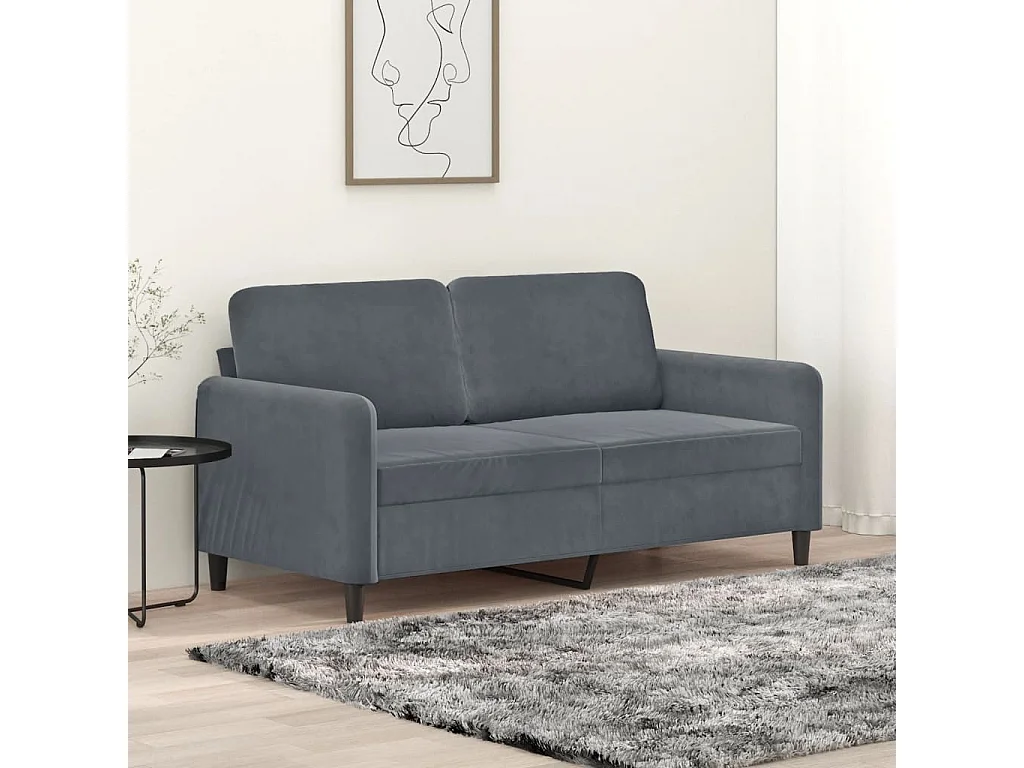 Canapé à 2 places Gris foncé 140 cm Velours REO69112