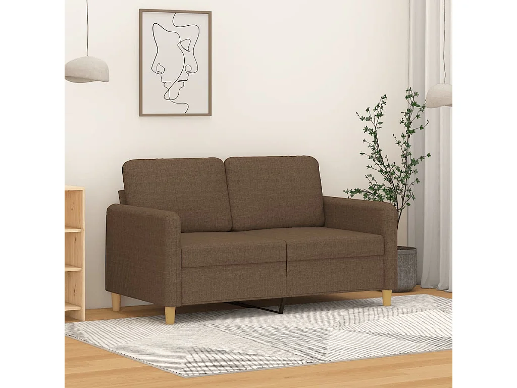Sofá de 2 plazas de tela marrón 120 cm PWFG84074