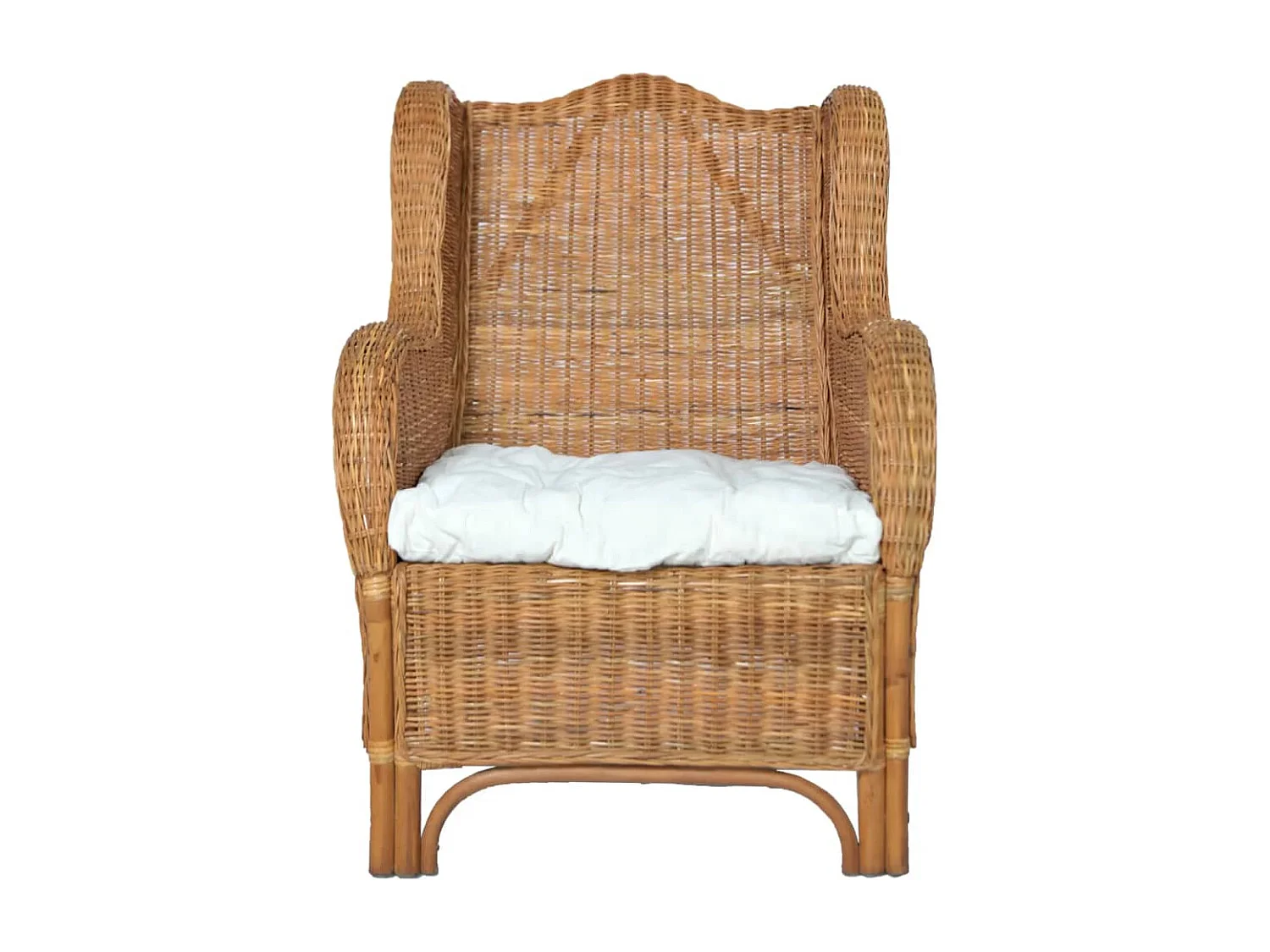 Sofá con cojín ratán natural y lino marrón claro PWFG21814