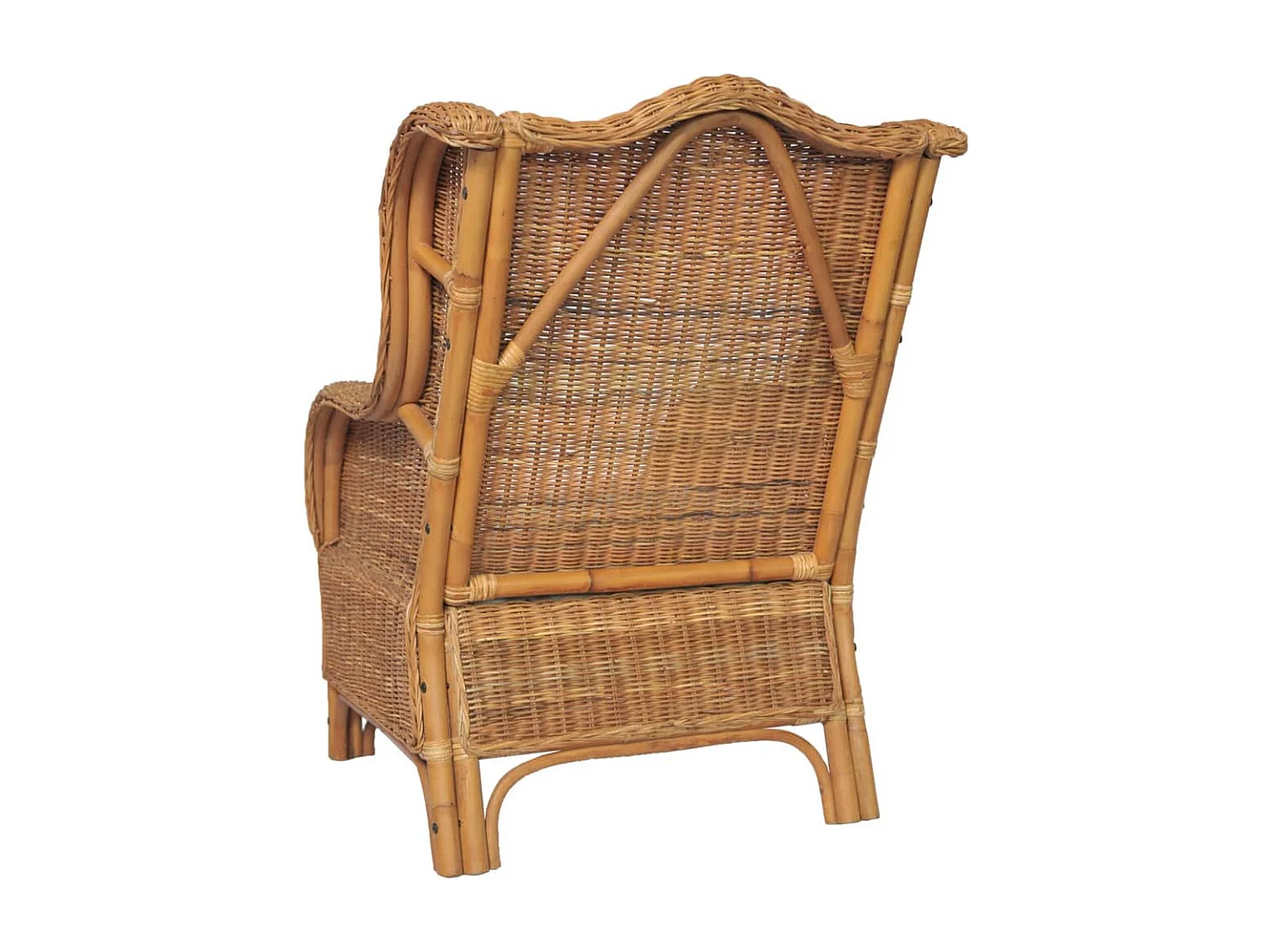 Sofá con cojín ratán natural y lino marrón claro PWFG21814