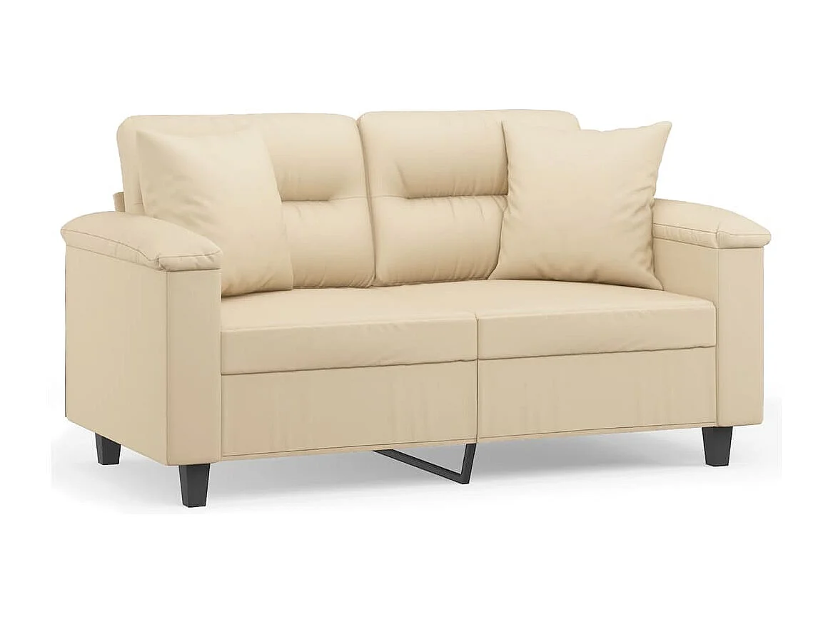 Canapé 2 places avec oreillers crème 120 cm tissu microfibre REO73571