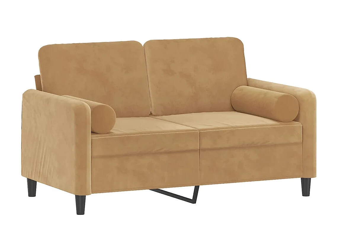Canapé 2 places avec oreillers décoratifs brun 120 cm velours REO90621