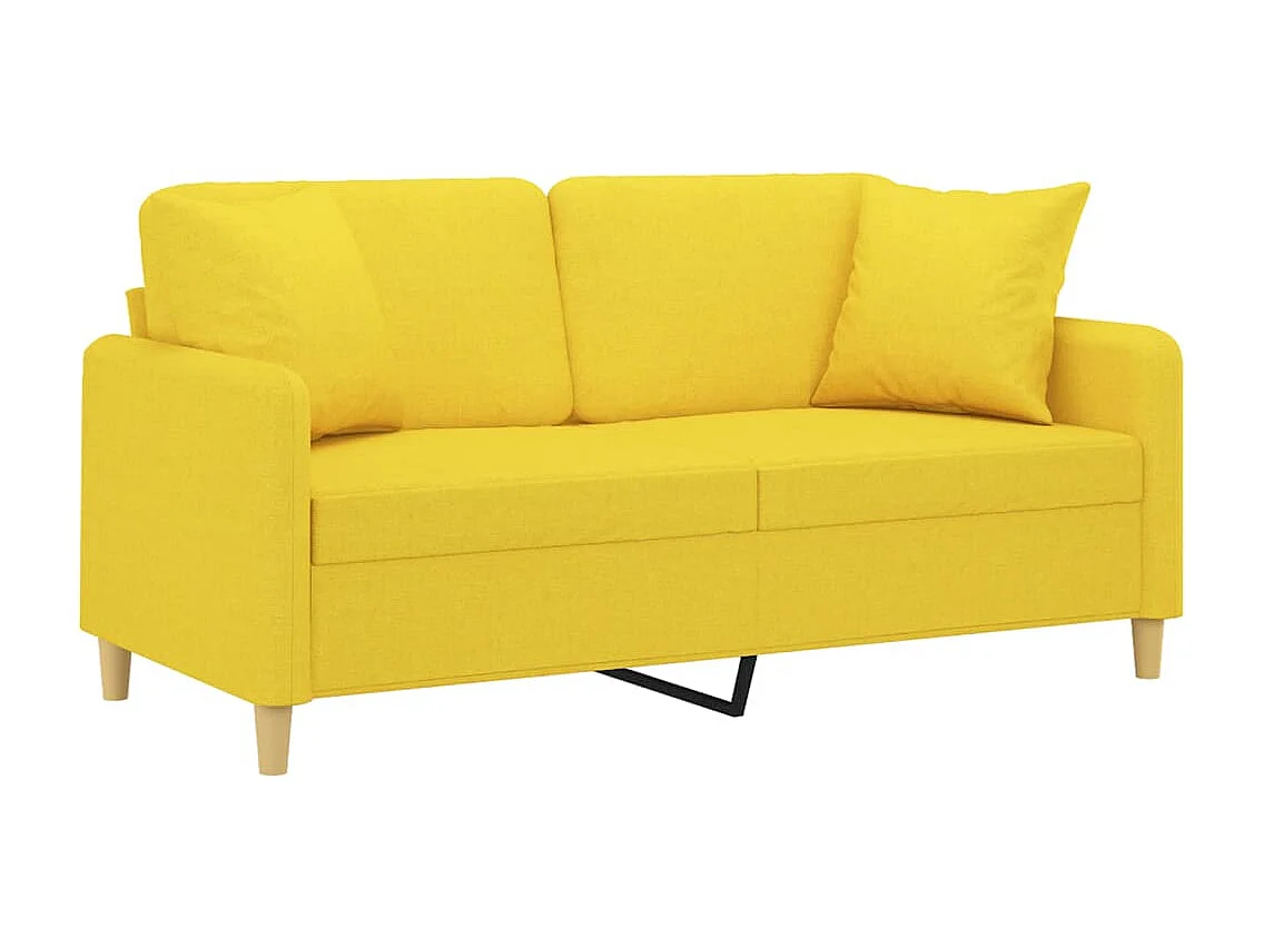 Sofá de 2 plazas con cojines tela amarillo claro 140 cm ES94586