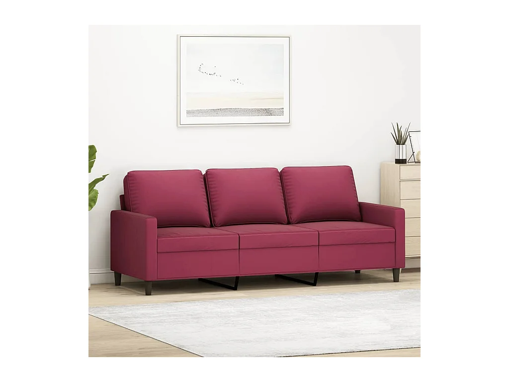 Canapé à 3 places Rouge bordeaux 180 cm Velours REO81004