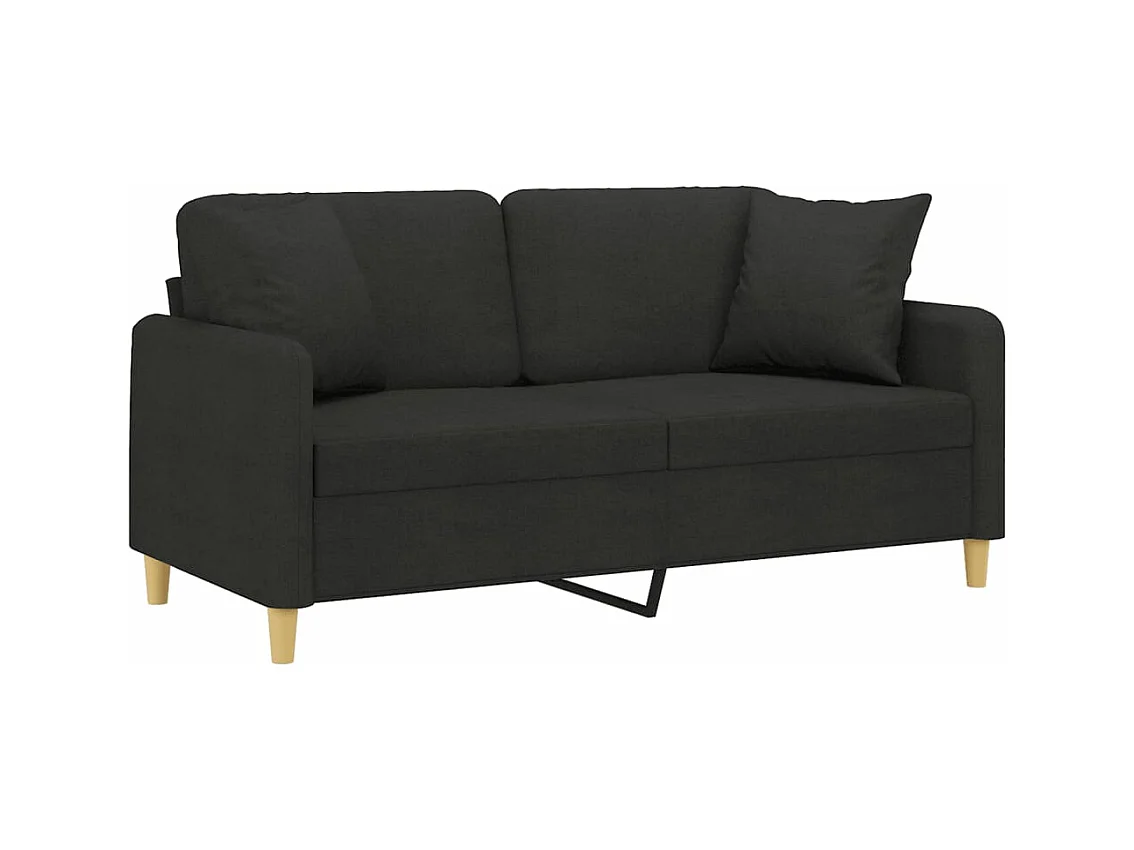 Canapé 2 places avec oreillers décoratifs noir 140 cm tissu REO42842