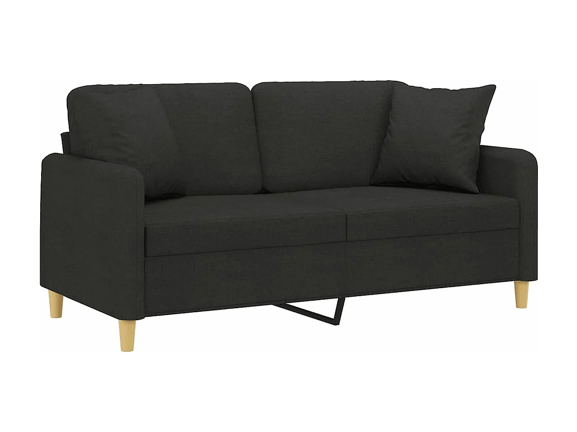 Canapé 2 places avec oreillers décoratifs noir 140 cm tissu REO42842