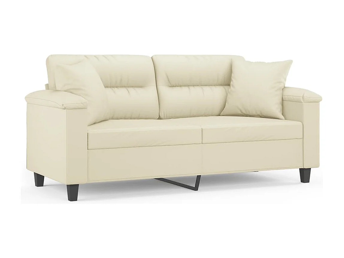 Canapé 2 places avec oreillers crème 140 cm similicuir REO31767