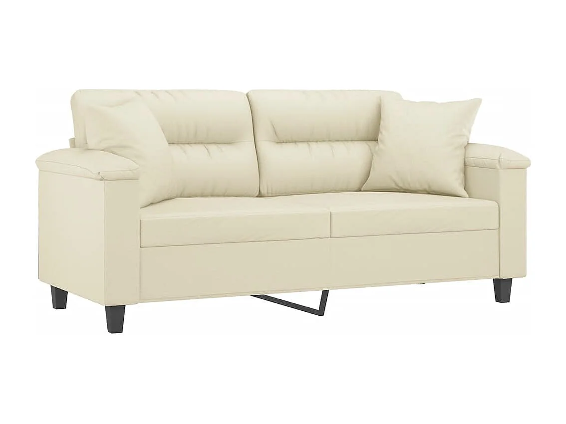 Sofá 2 lugares + almofadas decorativas 140cm couro artif. creme PT298378