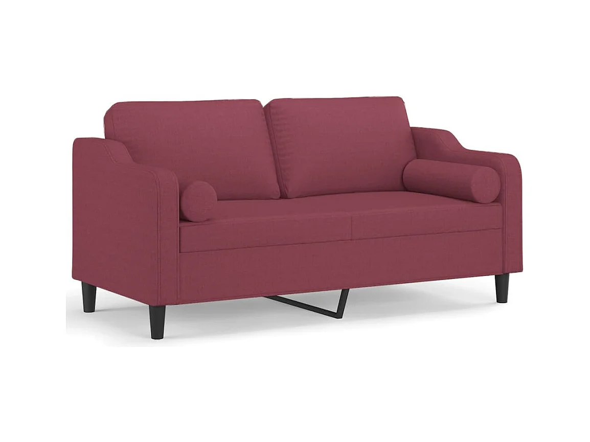 Canapé 2 places avec oreillers bordeaux 140 cm tissu REO45456