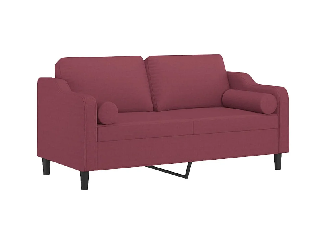Canapé 2 places avec oreillers bordeaux 140 cm tissu REO45456