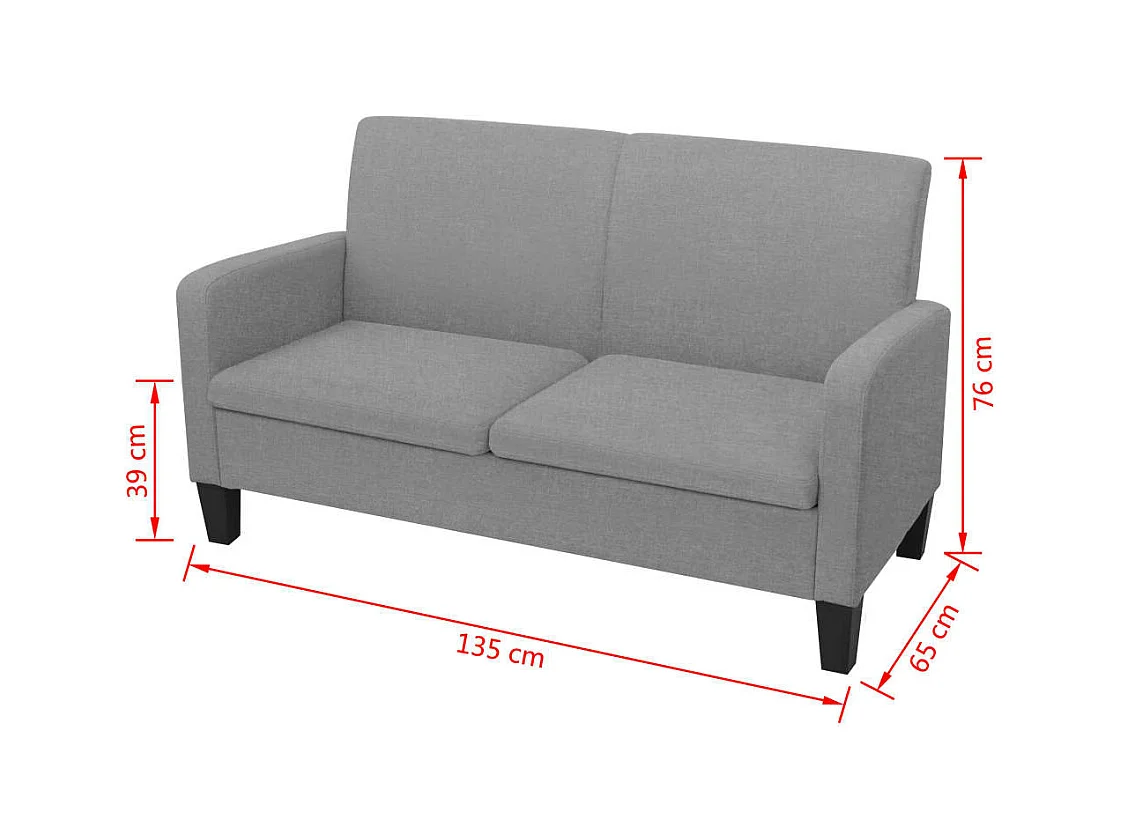 Canapé à 2 places 135 x 65 x 76 cm Gris clair REO62412