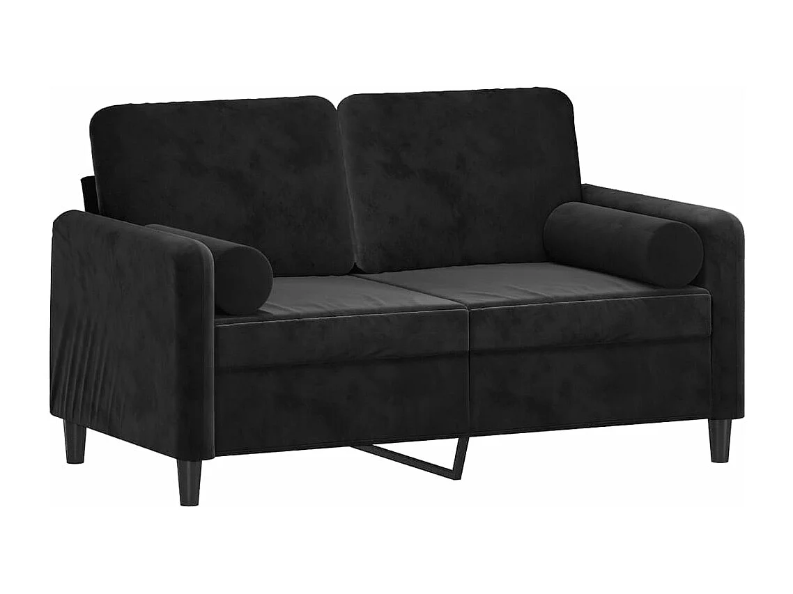 Canapé 2 places avec oreillers décoratifs noir 120 cm velours REO70248